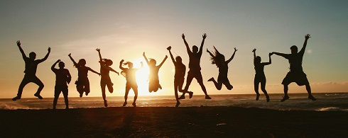 Group of people jumping