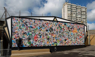 Wall of recycled plastics